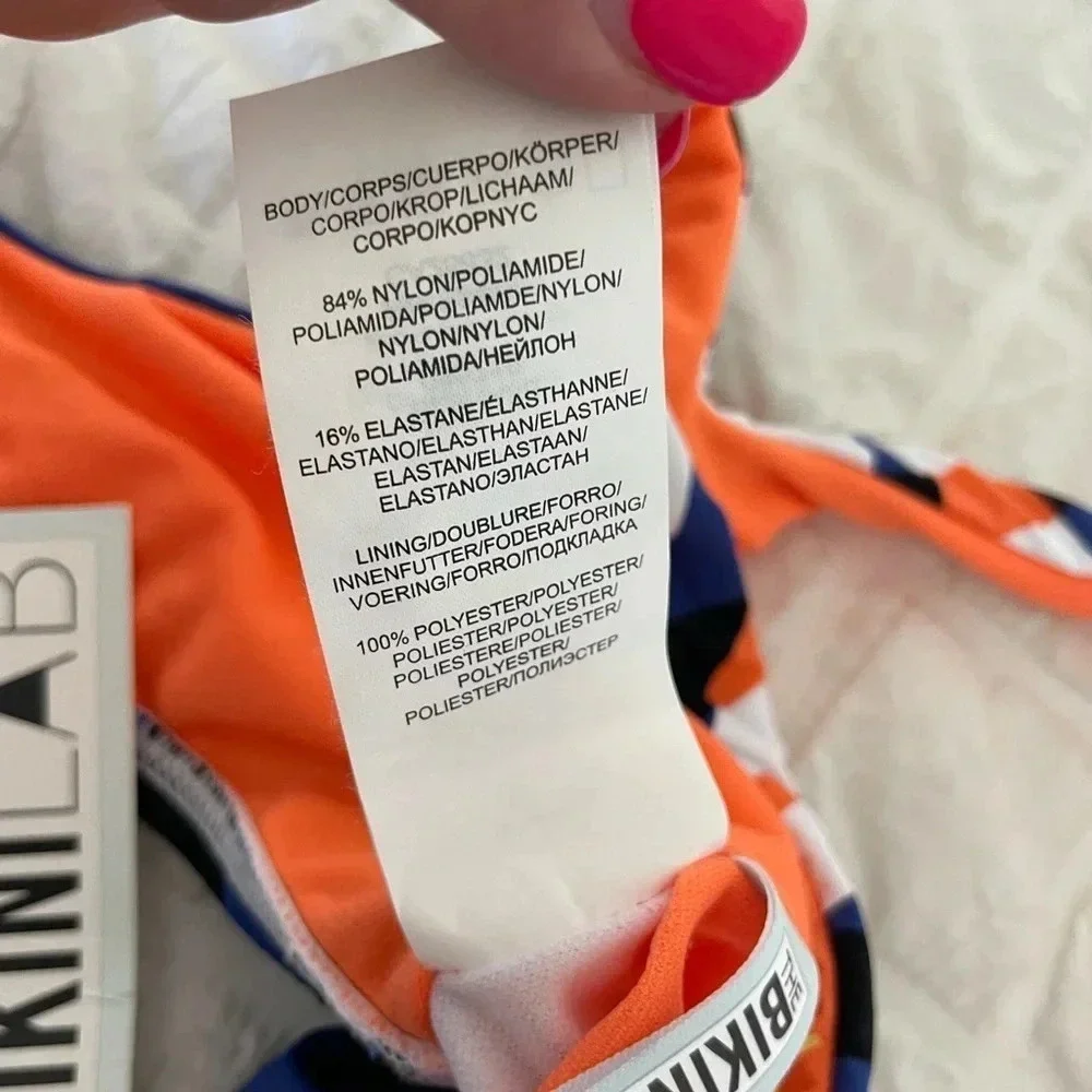 The bikini lab orange blue printed bikini top